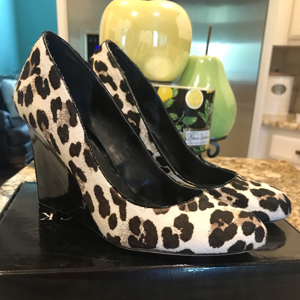 White House Black Market Leopard Print Wedge